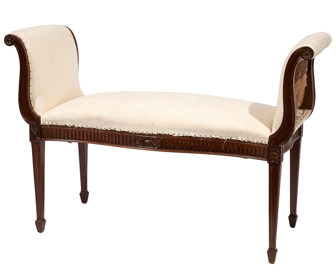 Adams-Style Carved Mahogany Window Bench (1 of 3)