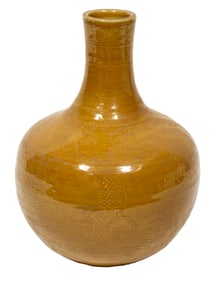 Chinese Yellow Glazed Porcelain Bottle Vase