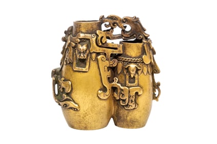 Chinese Bronze Double Vase