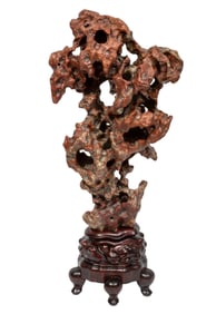 Chinese Scholar's Rock on Wood Stand