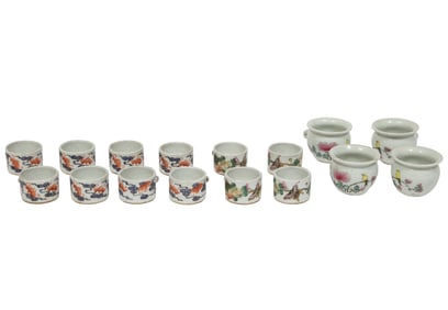 Sixteen Chinese Porcelain Bird Feeders