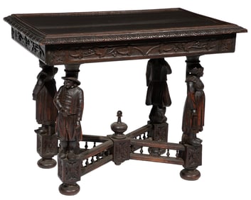English Baroque-Style Carved Oak Side Table