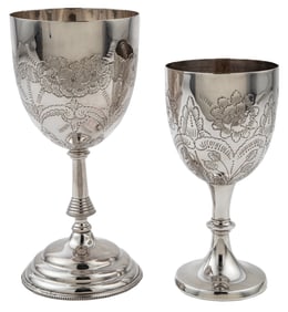 Two Vintage English Silverplate Chalices