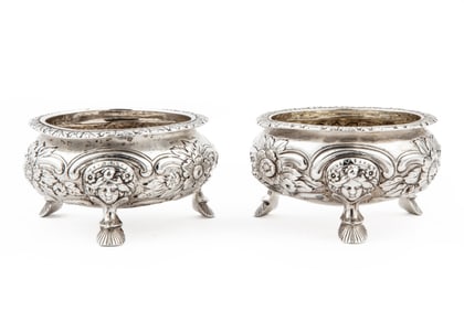 Pair of Late Georgian Sterling Silver Master Salts