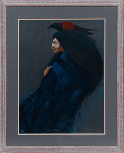 Frank Howell, American/New Mexico 1937-1997, ?Blue Raven?, lithograph: Frank HowellAmerican/New Mexico, 1937-1997?Blue Raven?lithograph1994, signed and dated lower right, titled lower center, numbered ?145/225? lower left, framed.Sight: 29 1/2 x 39 1/2 in. (74.9 x 100.3