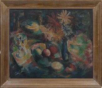 William Sylvester Carter, American/Illinois 1909-1996, ?Still Life with Fruit and Vase of Flowers?,