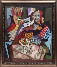 American School 20th c., ?At the Table?, mixed media on canvas
