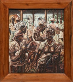 American School 20th c., ?Market Scene?, oil on canvas
