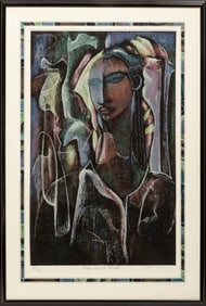 William Tolliver, American/Louisiana 1951-2000, ?Woman Deep in Thought?, serigraph