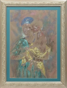 American School 1981, ?Mother and Child?, pastel on paper