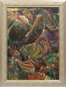 Valentine Macie, Swaziland/Mozambique b. 1958, ?Jesus and the Cross?, oil on canvas