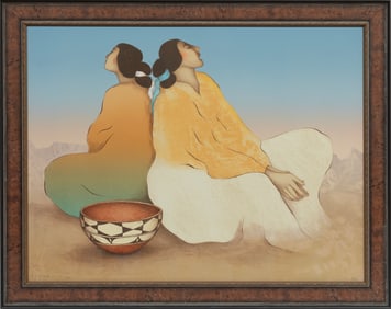 Rudolph Carl (RC) Gorman, Navajo/New Mexico 1931-2005, "Santo Domingo" and "Desert Twilight", 2