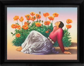 Rudolph Carl (RC) Gorman, Navajo/New Mexico 1931-2005, "Poppies" and "Taos Flowers", 2 lithographs