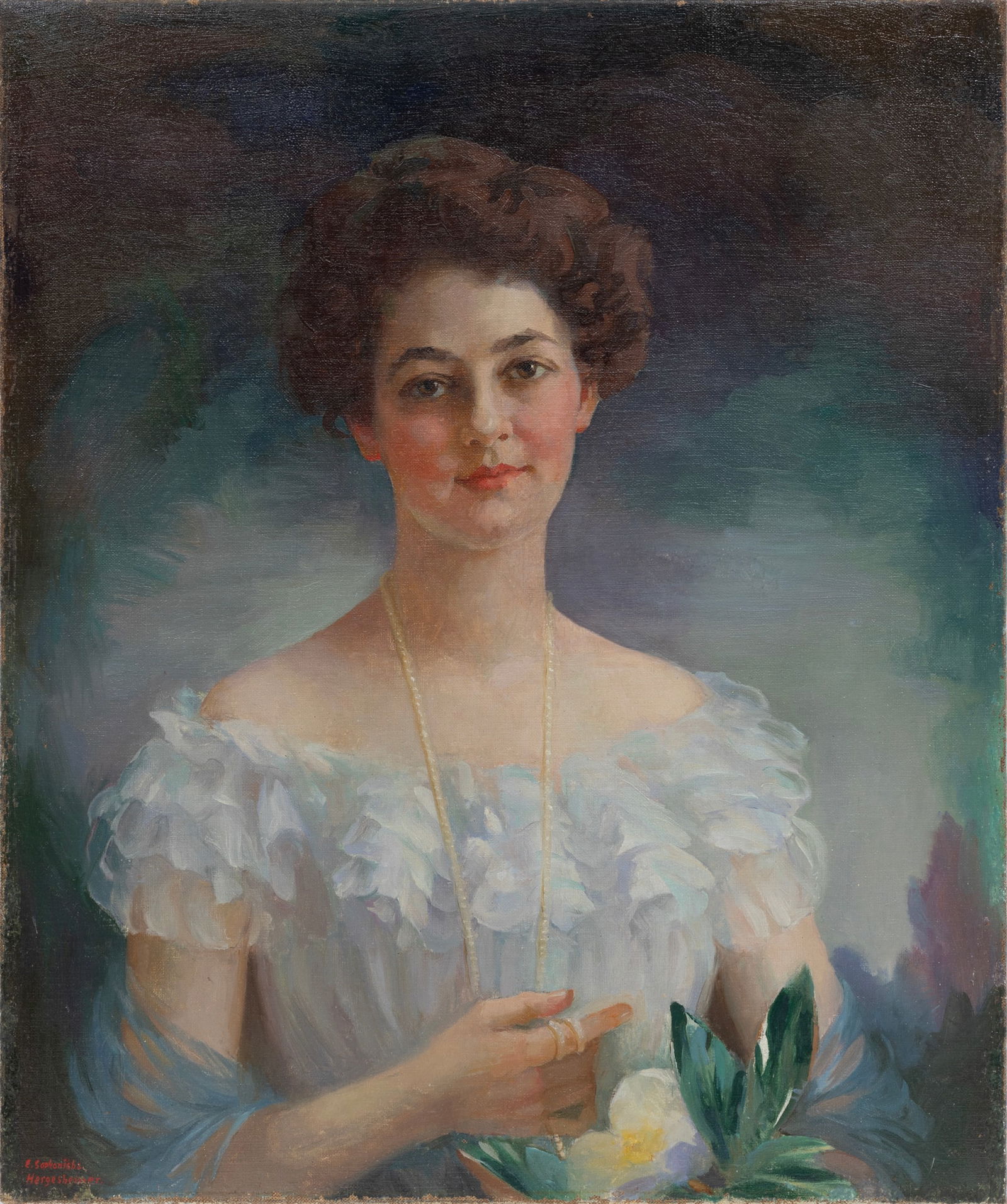 Ella Sophonisba Hergesheimer, American/Tennessee 1873-1943, ?Southern Belle?, oil on canvas (1 of 3)