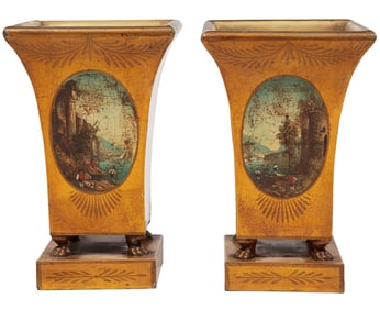 Pair of Tole Peinte Jardinieres