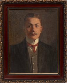 Max Kowarzik, German 1875-1918, "Portrait of a Gentleman with Red Tie", oil on canvas