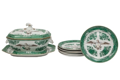 Collection of Chinese Export Green Fitzhugh Armorial Porcelain