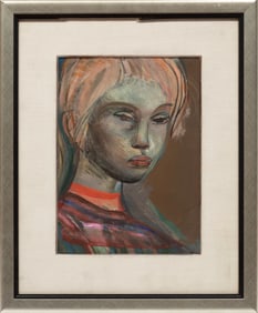 Josef Presser, Polish/New York 1907-1967, "Boy in Rittenhouse Square", mixed media on paper