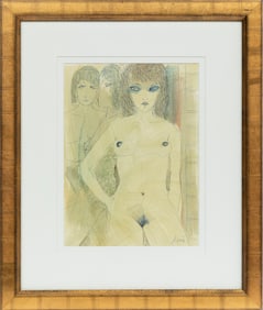 Charles Levier, French 1920-2003, "Nude", watercolor and ink on paper