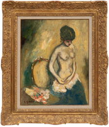 Emil Ganso, German/New York 1895-1941, "Seated Nude", oil on masonite