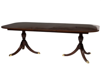 Georgian-Style Inlaid Mahogany Pedestal Dining Table