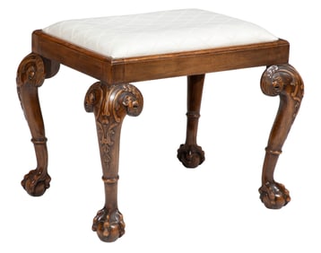 Georgian-Style Carved Walnut Stool