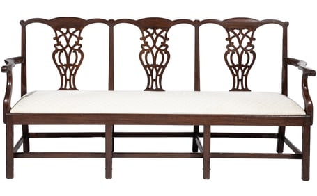 Georgian-Style Carved Mahogany Triple Back Settee