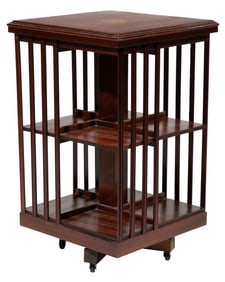 English Inlaid Mahogany Revolving Bookmill