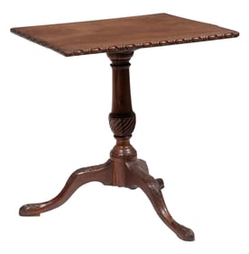 Georgian-Style Carved Walnut Tilt Top Tea Table