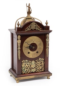 American Mahogany and Brass Mantel Clock