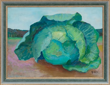American School 1980, "Cabbage", oil on paper laid on board