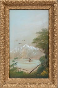 Continental School 20th c., "Mountainous Landscape", oil on canvas laid on board