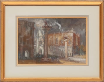 After Joseph Mallord William Turner, British 1775-1851, "The Piazzetta, Venice", watercolor on board