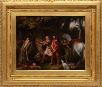 After Guillaume Guillon-Lethière, French 1760-1832, "Le Milon de Crotone", oil on canvas