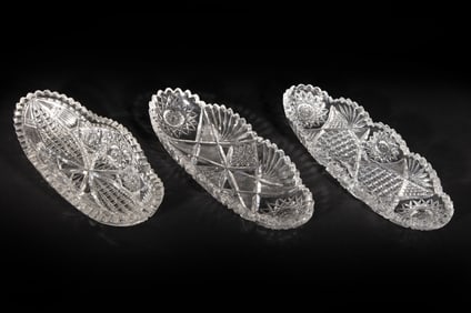 Three American Brilliant Cut Glass Ice Cream Dishes