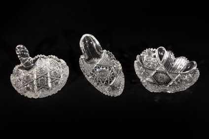 Three American Brilliant Cut Glass Nappies