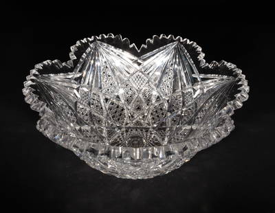 American Brilliant Sawtooth Cut Glass Bowl: American Brilliant Sawtooth Cut Glass Bowlh. 4 1/2., dia. 9 1/4 in.