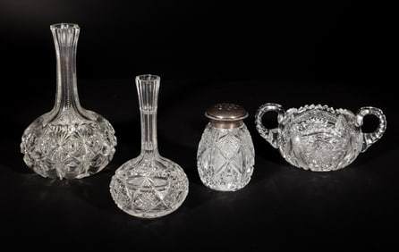 Four Pieces of American Brilliant Cut Glass