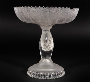 American Clear and Frosted Pressed Glass Compote, 19th c.
