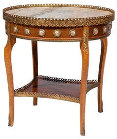 Louis XVI-Style Bronze and Porcelain Mounted Table
