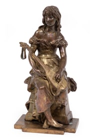 Bronze Figure of Femme à la Mandoline