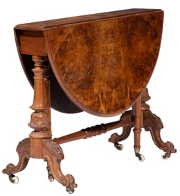 Victorian Walnut and Burl Walnut Sunderland Table