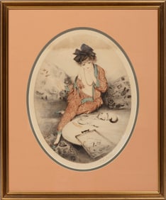 Paul-Émile Félix Raissiguier, French 1851-1932, "La Petit Voleur" and "Femme avec un Chat