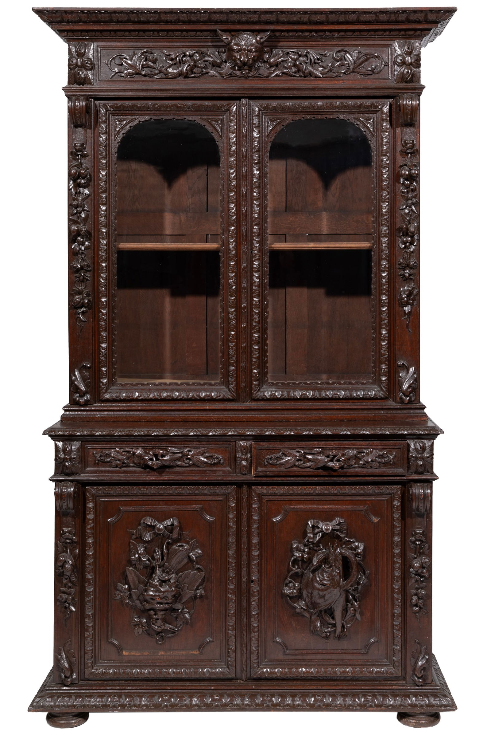 Renaissance Revival Carved Oak Bookcase (1 of 5)