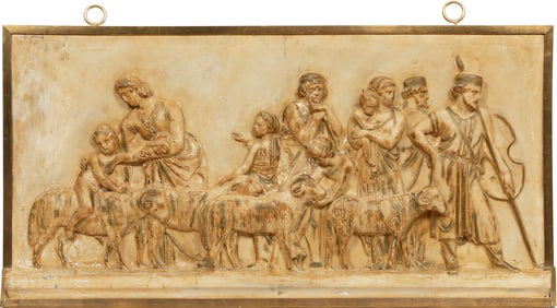 Continental Painted Plaster Relief Plaque