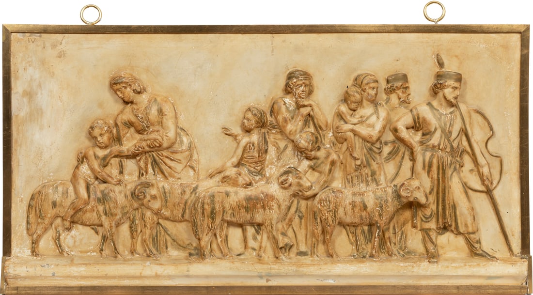 Continental Painted Plaster Relief Plaque (1 of 2)