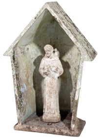 Cast Stone Garden Figure of St. Francis in a Shrine