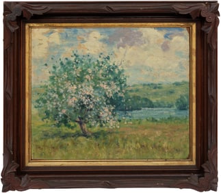 American School 20th c., ?Spring Pond? and "Fall Forest", 2 oils on board