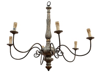 Italian Painted Six-Light Chandelier