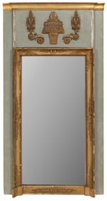 Continental Polychrome Painted Trumeau Mirror